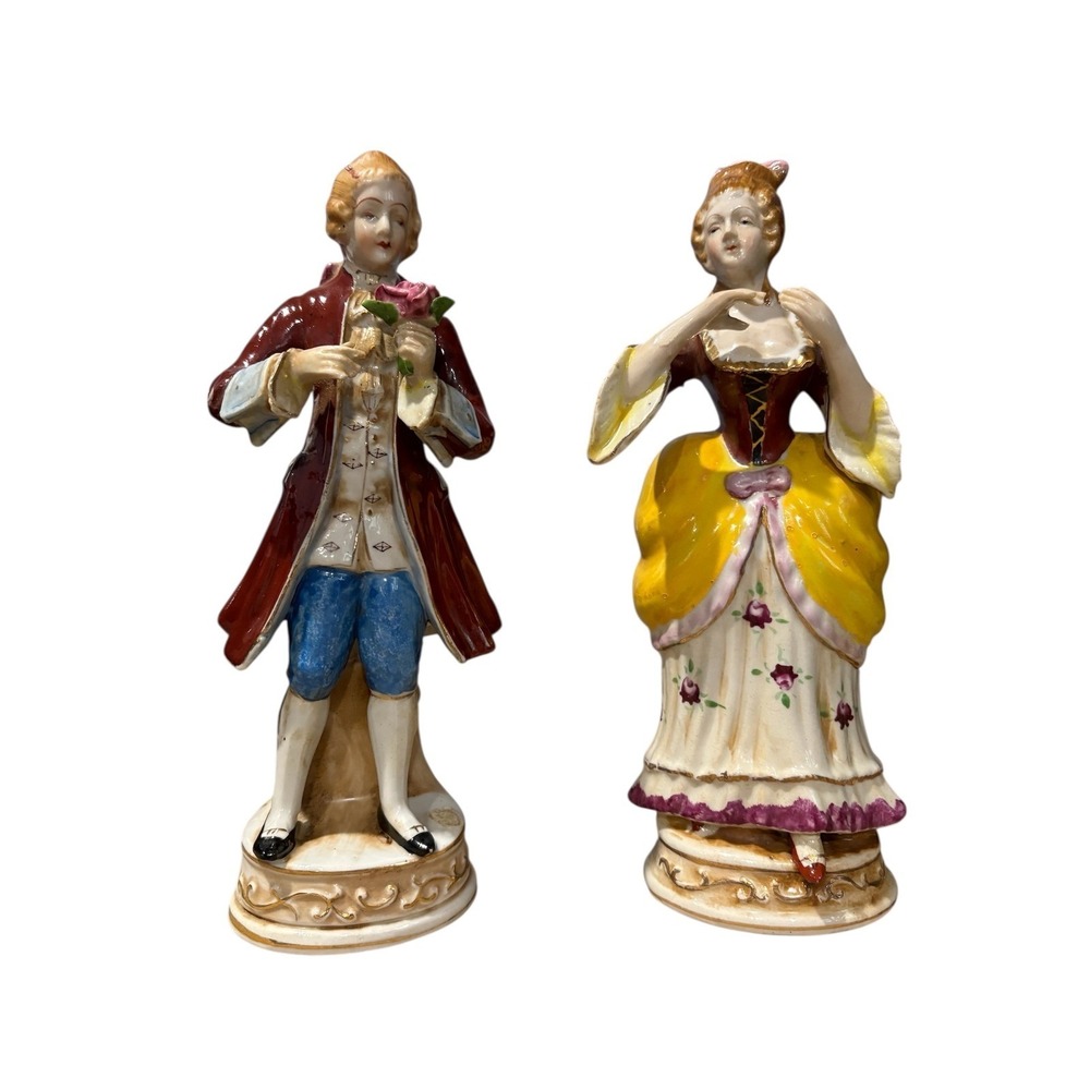 Vintage Paulux Porcelain Figurine Set Colonial‎ Courting Couple Occupied Japan